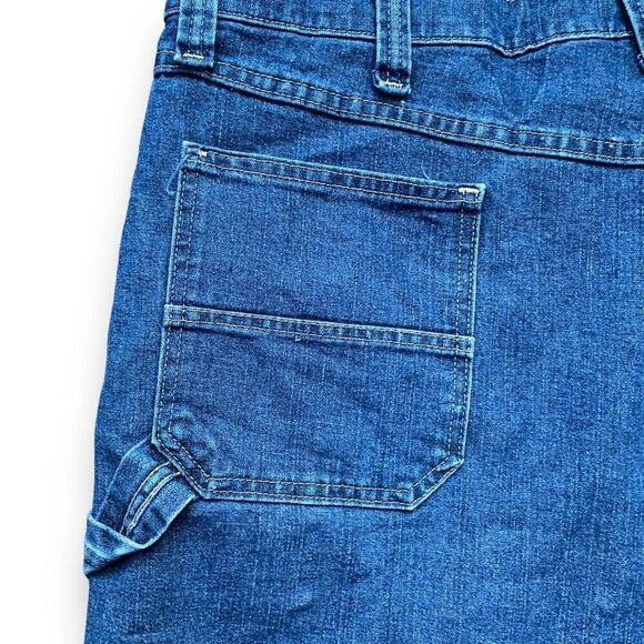 Vintage Wrangler Shorts Medium Wash Baggy Denim Carpenter Utility Denim Jorts - Picture 10 of 11